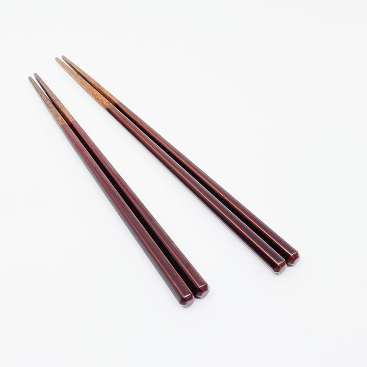 木製 朱塗分先角箸 漆塗50膳(滑り止め箸) 船商のこだわる すべらない箸『先角漆箸（サキカクウルシバシ）』の